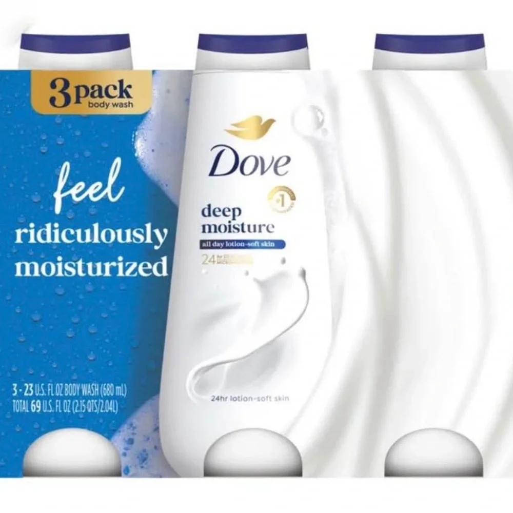 Dove Deep Moisture Body Wash 3-pack 23oz each (69oz Total) Hydrating Shower Gel